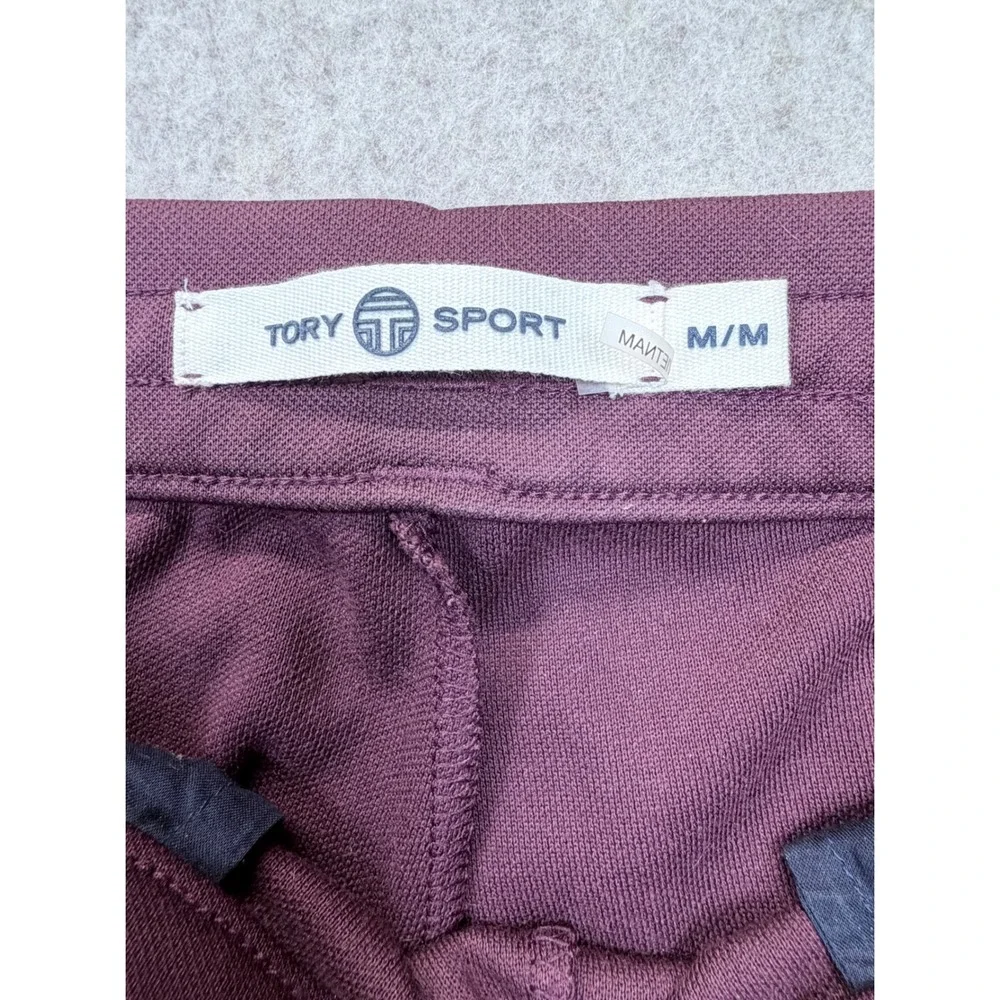 Tory Sport Tracksuit Set Women Medium Burgundy Ruffle Zip Jacket Snap Pants